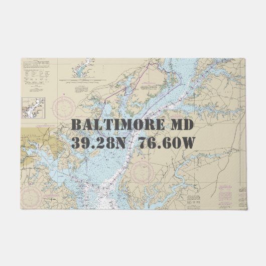 Baltimore Chesapeake ⚓ Latitude Longitude Nautic Fußmatte (Vorderseite)