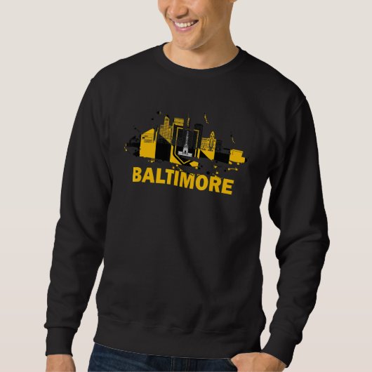Baltimore City Flag Downtown Skyline Baltimore Sky Sweatshirt (Vorderseite)