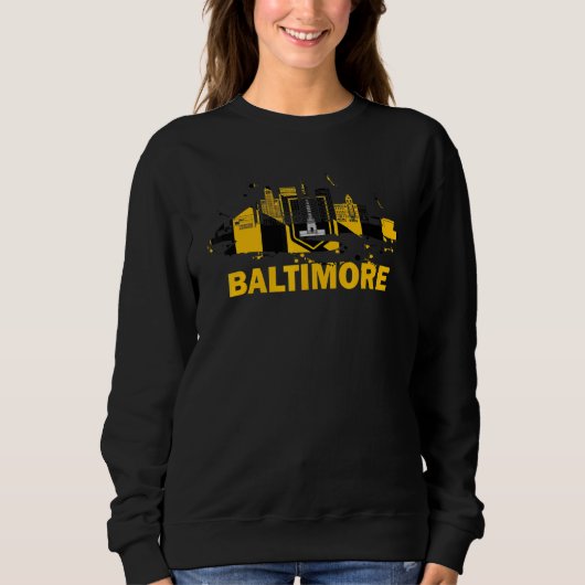 Baltimore City Flag Downtown Skyline Baltimore Sky Sweatshirt (Vorderseite)