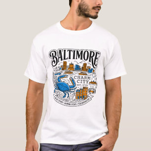 Baltimore City Harbor Blaue Krabben Und Skyline T-Shirt