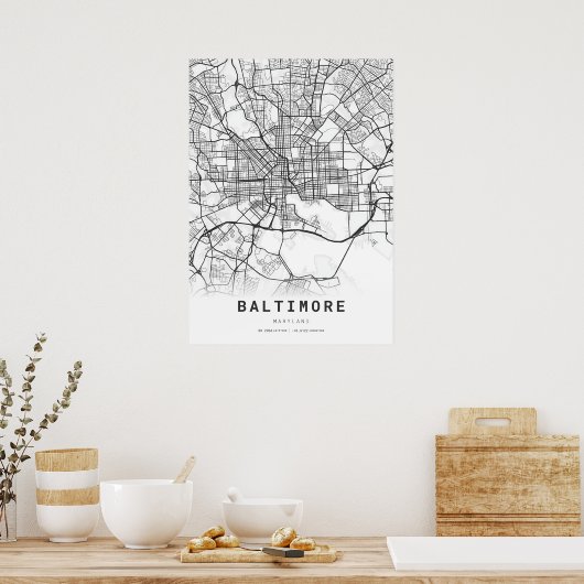 Baltimore City Map Poster (Küche)