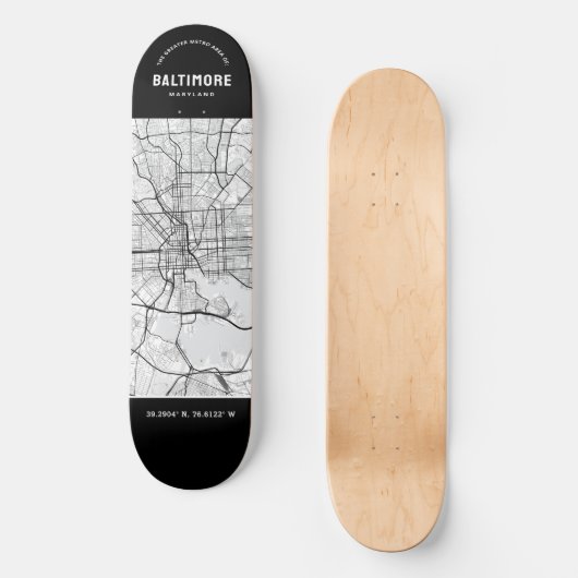 Baltimore City Map Skateboard (Vorderseite)