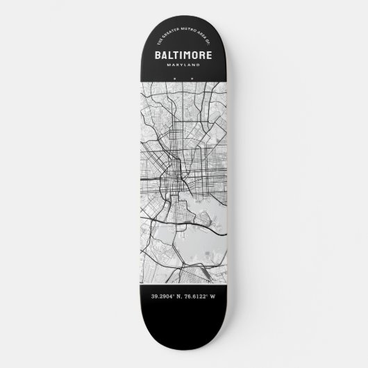 Baltimore City Map Skateboard (Vorderseite)