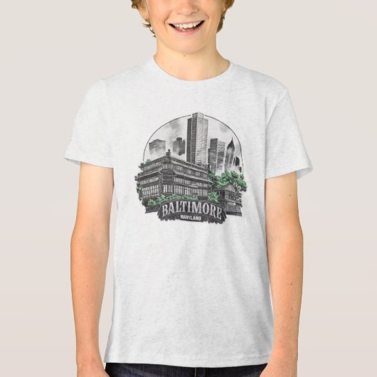 Baltimore City Maryland USA Tri-Blend Shirt (Vorderseite)