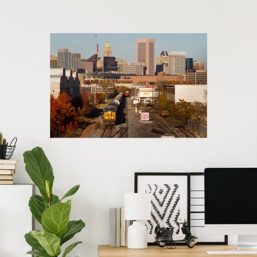 Baltimore City mit Zug Poster (Heimbüro)
