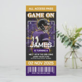 Baltimore Football Ticket Birthday Invitation Einladung (Stehend Vorderseite)