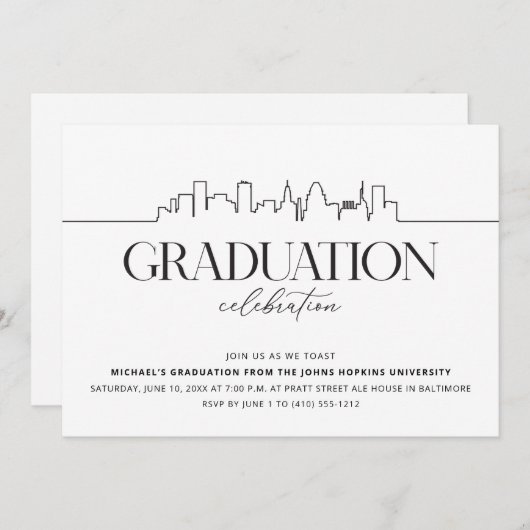 Baltimore Graduation Party Einladung (Vorne/Hinten)