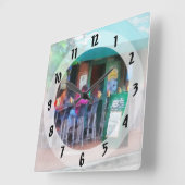 Baltimore - Happy Hour in Fells Point Quadratische Wanduhr (Winkel)