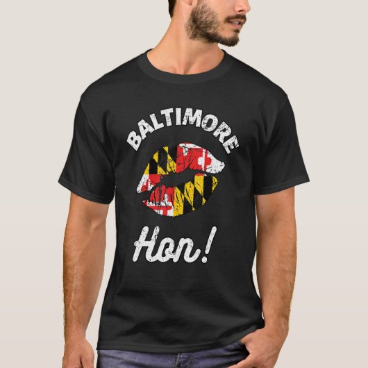 Baltimore Hon Maryland Girl MD State Flag Lips Kis T-Shirt (Vorderseite)