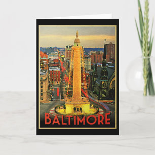 Baltimore im Vintage-Look bei Dämmerung Feiertagskarte