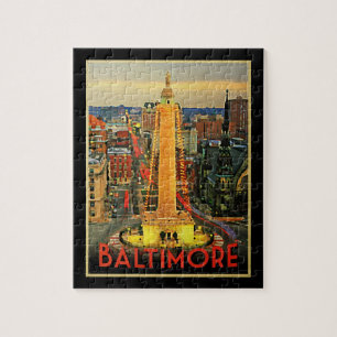Baltimore im Vintage-Look bei Dämmerung Puzzle