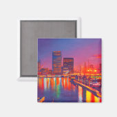 Baltimore Innenhafen bei Nacht Magnet (Vorderseite/Rückseite)