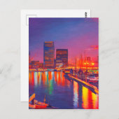 Baltimore Innenhafen bei Nacht Postkarte (Vorne/Hinten)