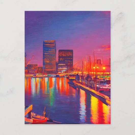 Baltimore Innenhafen bei Nacht Postkarte (Vorderseite)