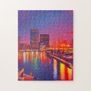 Baltimore Innenhafen bei Nacht Puzzle