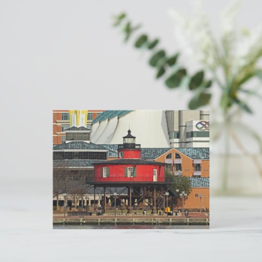Baltimore Innenhof Seven Foot Knoll Leuchtturm Postkarte (Stehend Vorderseite)
