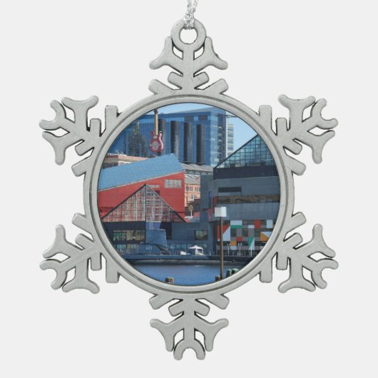 Baltimore Inner Harbour Schneeflocken Zinn-Ornament (Vorderseite)