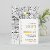 Baltimore Liebe Locator | Städtische Hochzeit Folieneinladung (Stehend vorne)