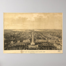 Baltimore Maryland 1862 Antique Panoramabalkarte Poster