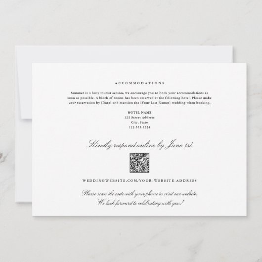 Baltimore Maryland All-in-One QR Code UAWG Wedding Einladung (Rückseite)