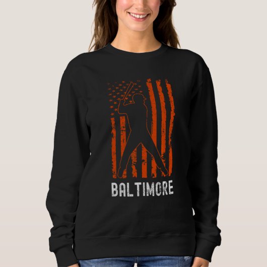 Baltimore Maryland American Flag Baseball Weathere Sweatshirt (Vorderseite)