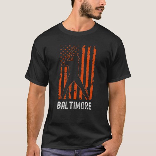 Baltimore Maryland American Flag Baseball Weathere T-Shirt (Vorderseite)