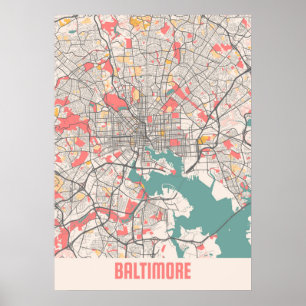Baltimore - Maryland Chalk City Map Poster