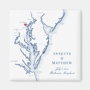 Baltimore Maryland Chesapeake Bay Map Wedding Magnet