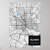 Baltimore, Maryland City Map + Ihre Lage markieren Poster (Vorne)