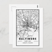 Baltimore, Maryland City Map Minimalistisch Art Postkarte (Vorne/Hinten)