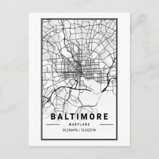 Baltimore, Maryland City Map Minimalistisch Art Postkarte