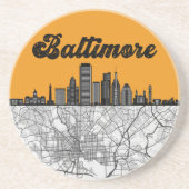 Baltimore Maryland City Skyline mit Karte Getränkeuntersetzer (Vorne)
