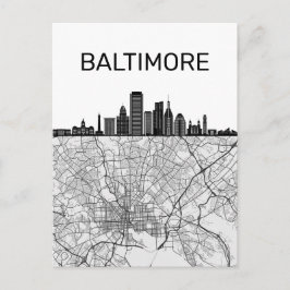 Baltimore Maryland City Skyline mit Karte Postkart
