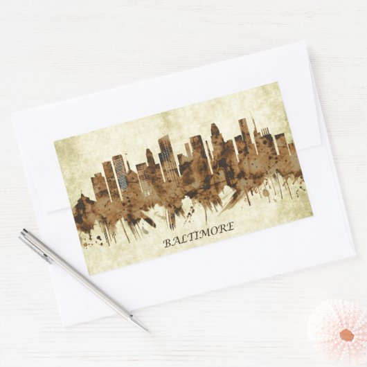 Baltimore Maryland Cityscape Rechteckiger Aufkleber (Umschlag)