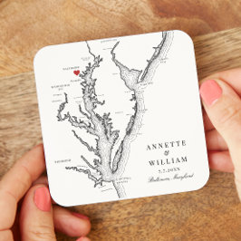 Baltimore Maryland Elegante Schwarz-weiße Hochzeit Rechteckiger Pappuntersetzer