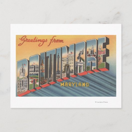 Baltimore, Maryland - Große Buchstabenszenen 2 Postkarte (Vorderseite)