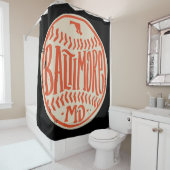 Baltimore Maryland HandGezeichnet Baseball Typogra Duschvorhang (Beispiel)