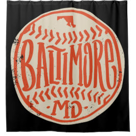 Baltimore Maryland HandGezeichnet Baseball Typogra Duschvorhang