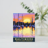 Baltimore, Maryland Harbour, Sunset, Reisen Postkarte (Stehend Vorderseite)