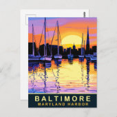 Baltimore, Maryland Harbour, Sunset, Reisen Postkarte (Vorne/Hinten)