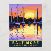 Baltimore, Maryland Harbour, Sunset, Reisen Postkarte (Vorderseite)