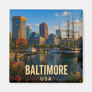 Baltimore Maryland Inner Harbor Reise Geschenk Magnet