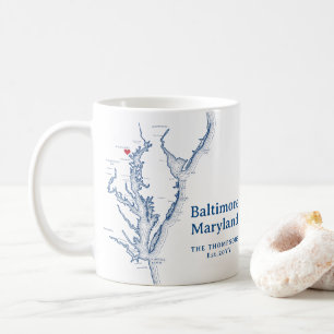 Baltimore Maryland Karte Geschenk Marineblau Kaffeetasse