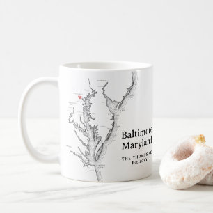 Baltimore Maryland Karte Geschenk Schwarz und Weiß Kaffeetasse