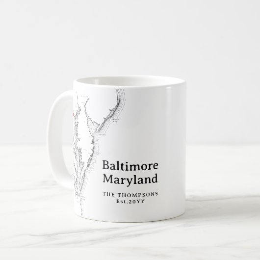 Baltimore Maryland Karte Geschenk Schwarz-Weiß Kaffeetasse (Vorderseite Links)