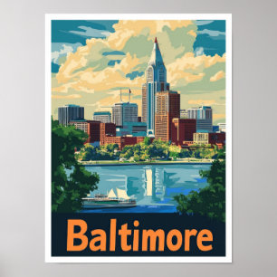 Baltimore Maryland Kunst Vintage Reiseillustration Poster