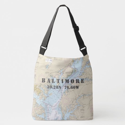 Baltimore Maryland Latitude Longitude Nautical Tragetaschen Mit Langen Trägern (Vorderseite)