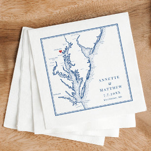 Baltimore Maryland Map Elegant Navy Blue Wedding Serviette