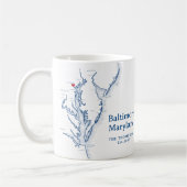 Baltimore Maryland Map Gift Navy Blue Kaffeetasse (Links)