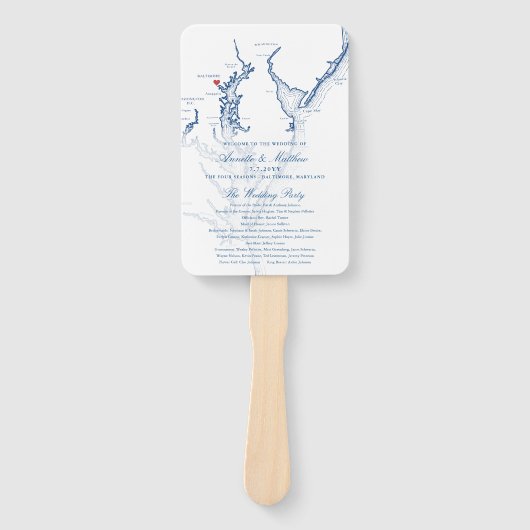 Baltimore Maryland Map Wedding Program Fächer (Vorderseite)